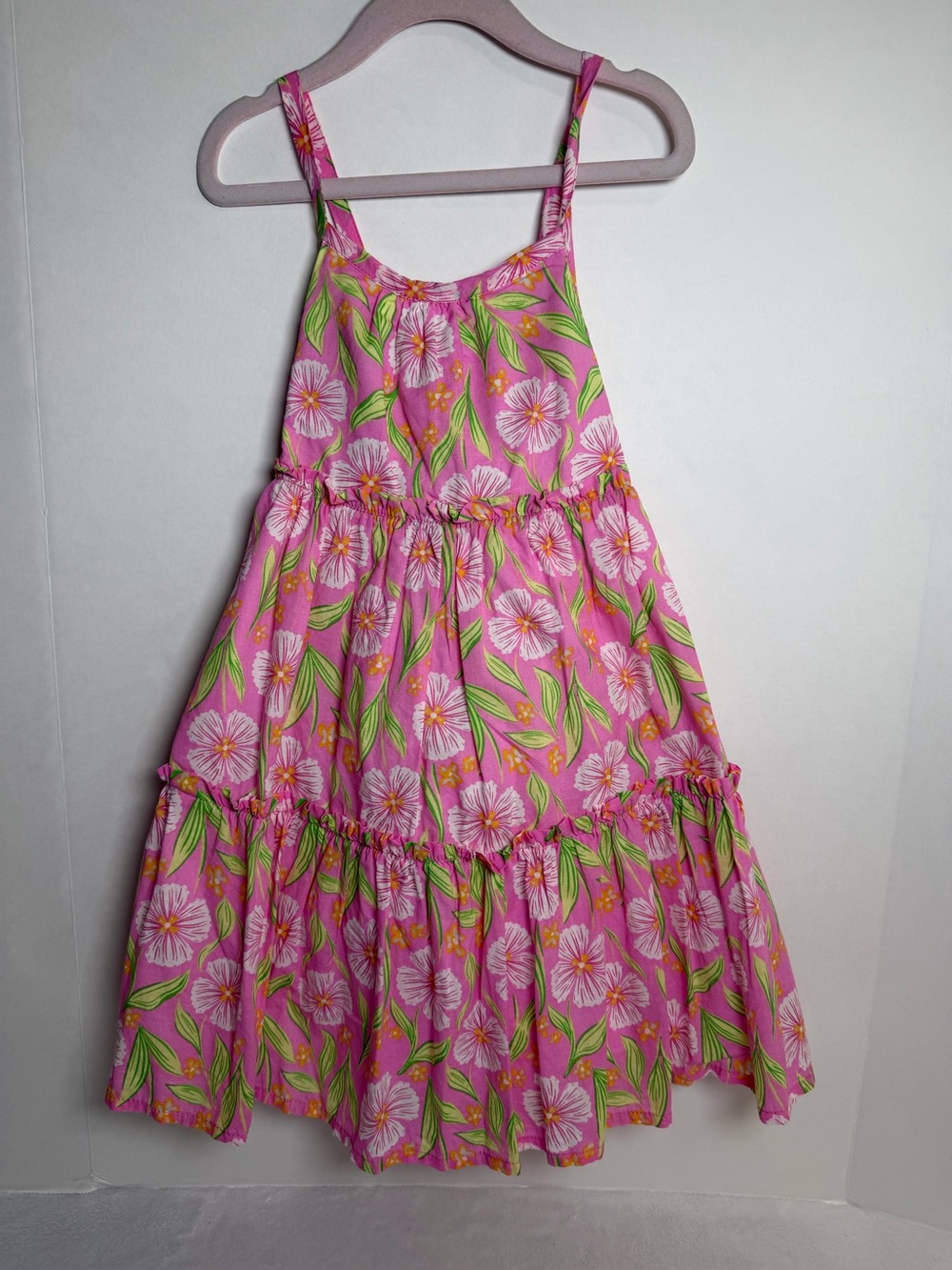 Cynthia Rowkey Pink Floral Tiered Sundress for Girls Size 7